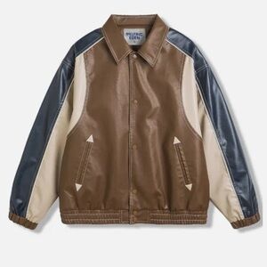 Aelfric Eden Men's Brown and Blue Bomber Jacket - size L